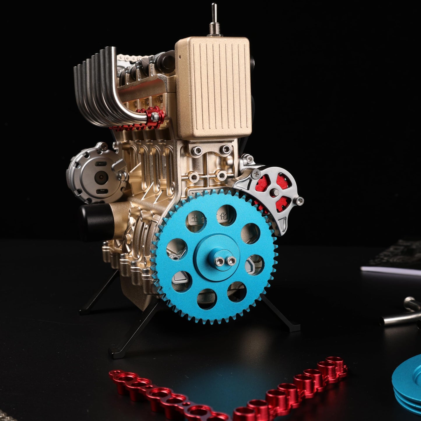 TECHING V4 full metal engine model kit, 350+ parts, DIY assembly engine display model.