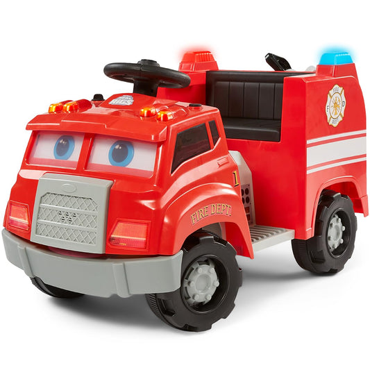 Kid Trax Real Rigs fire truck ride-on toy, 6V battery, sounds, ages 1.5–4.