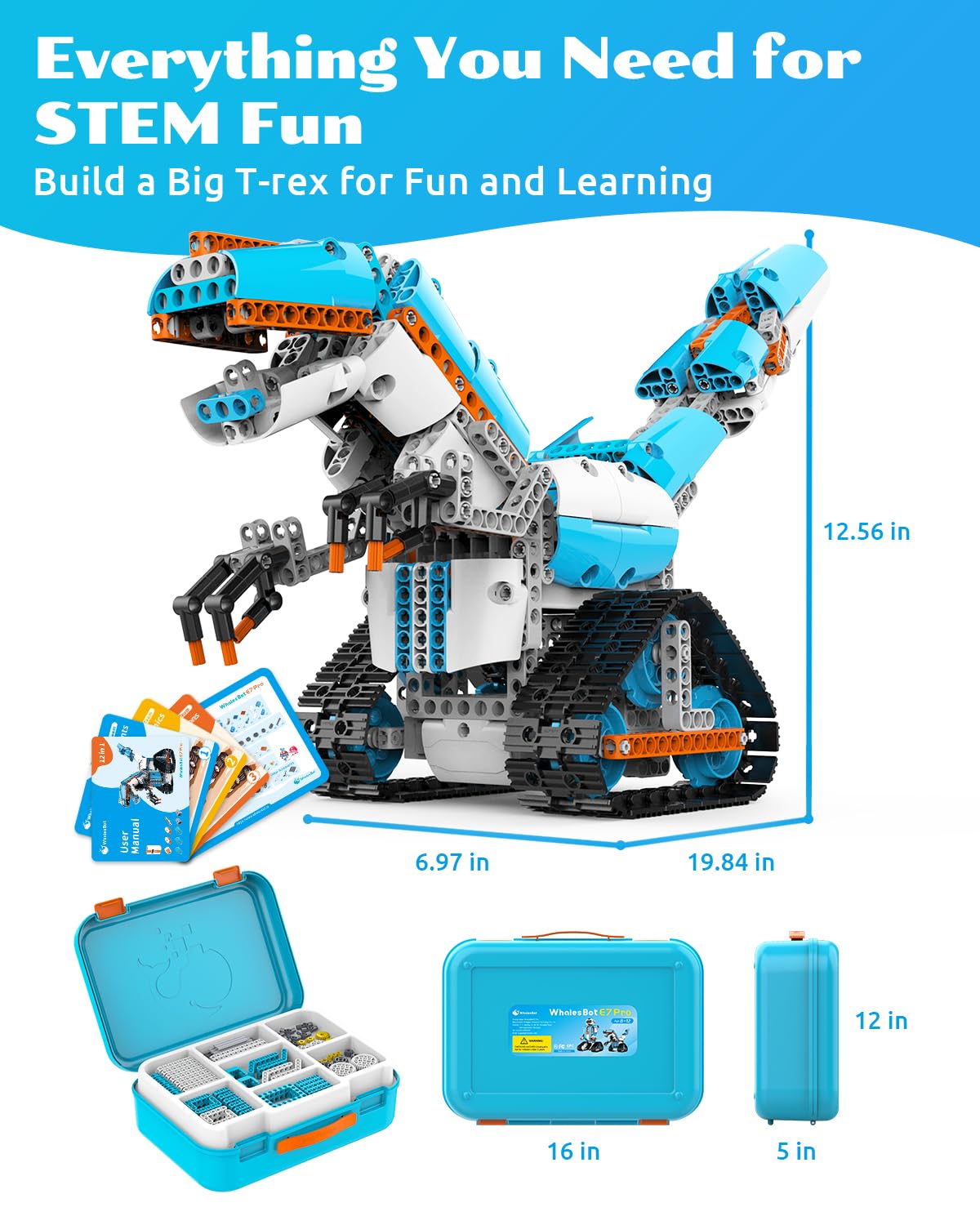 WhalesBot E7 Pro coding robot kit, Scratch programming, sensors, STEM education system.