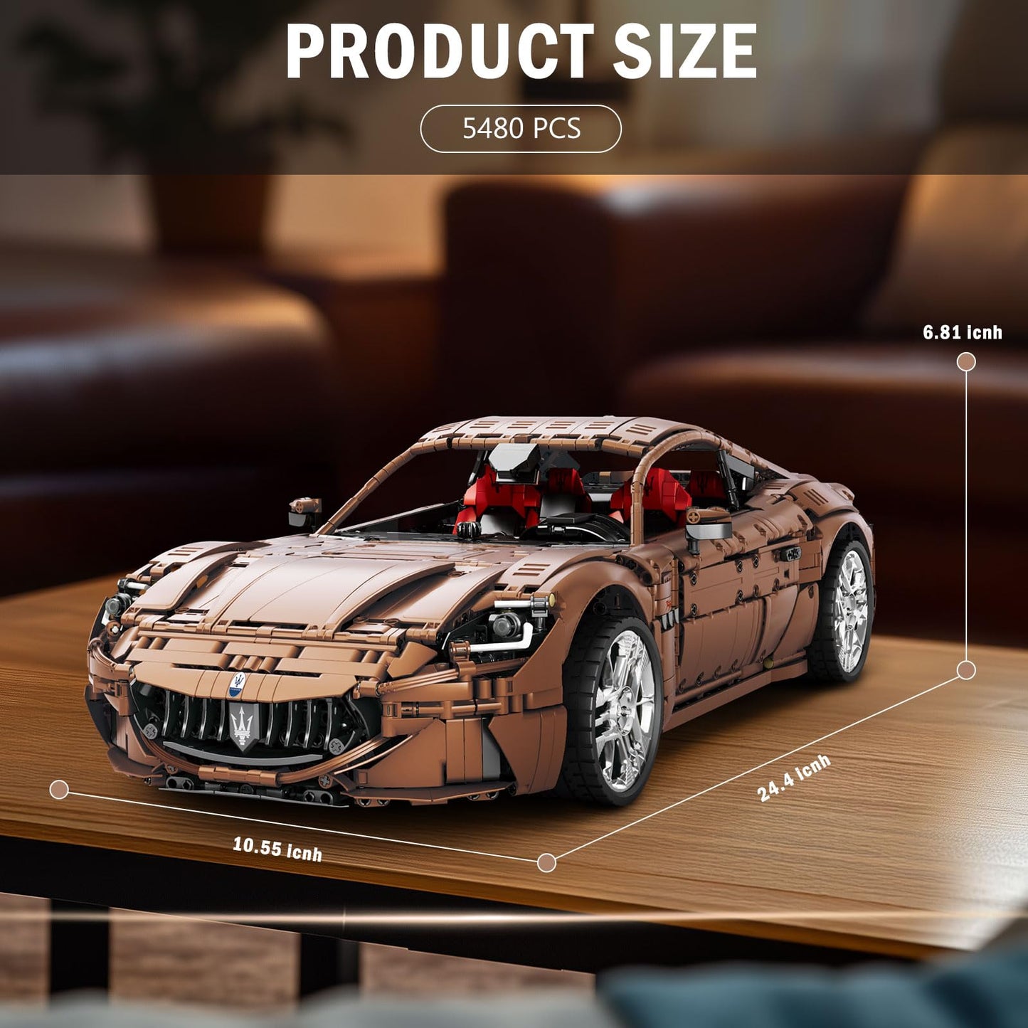 Reobrix 1:8 RC sports car building kit, 5480 pieces, remote control racing model for adults.