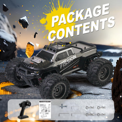 A ALPHA brushless RC monster truck, 1/12 4WD, metal drivetrain, high-speed off-road.