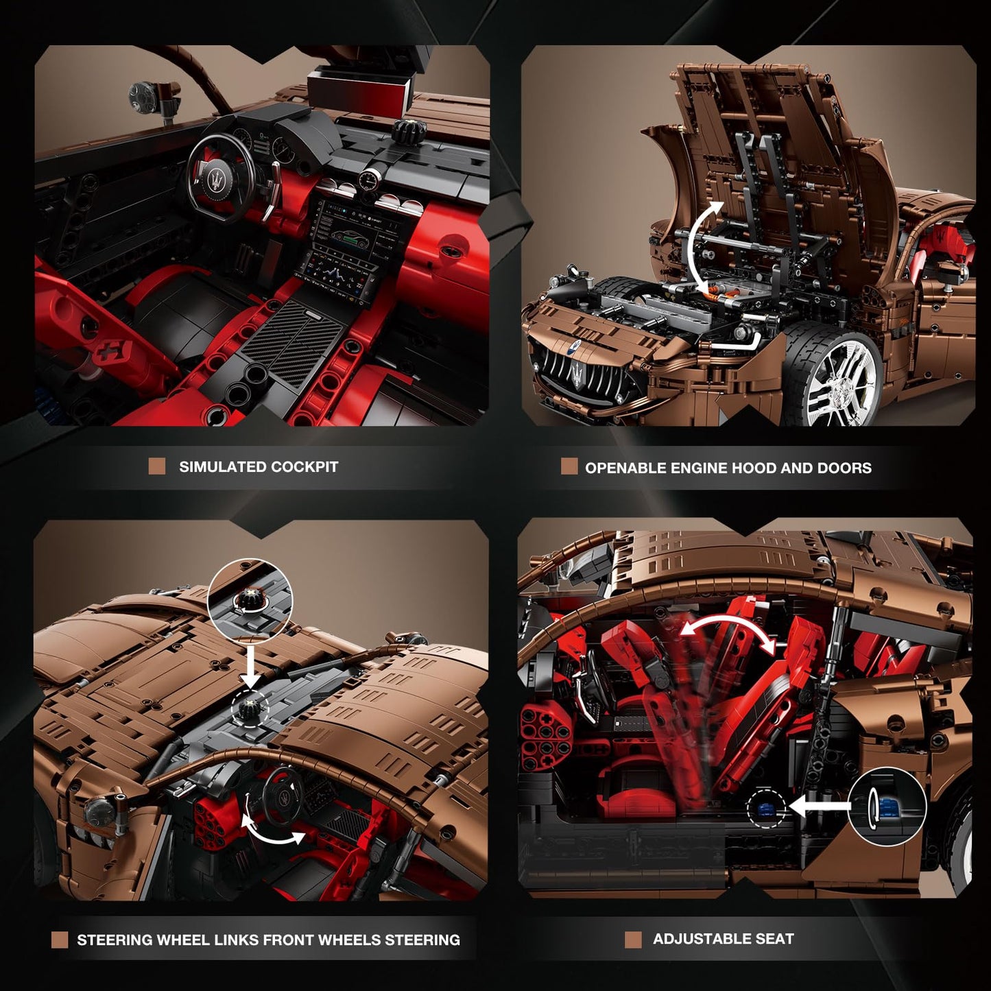 Reobrix 1:8 RC sports car building kit, 5480 pieces, remote control racing model for adults.