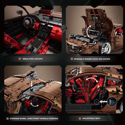 Reobrix 1:8 RC sports car building kit, 5480 pieces, remote control racing model for adults.