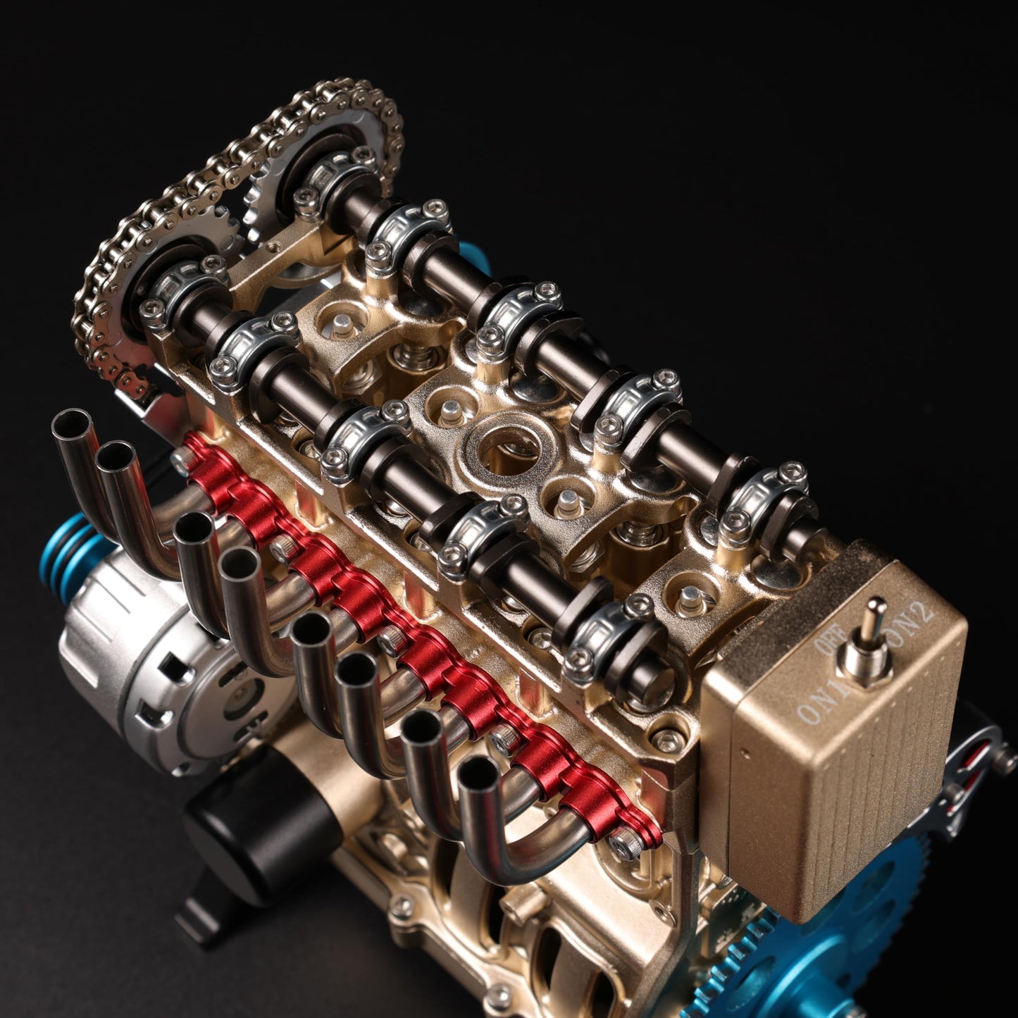 TECHING V4 full metal engine model kit, 350+ parts, DIY assembly engine display model.